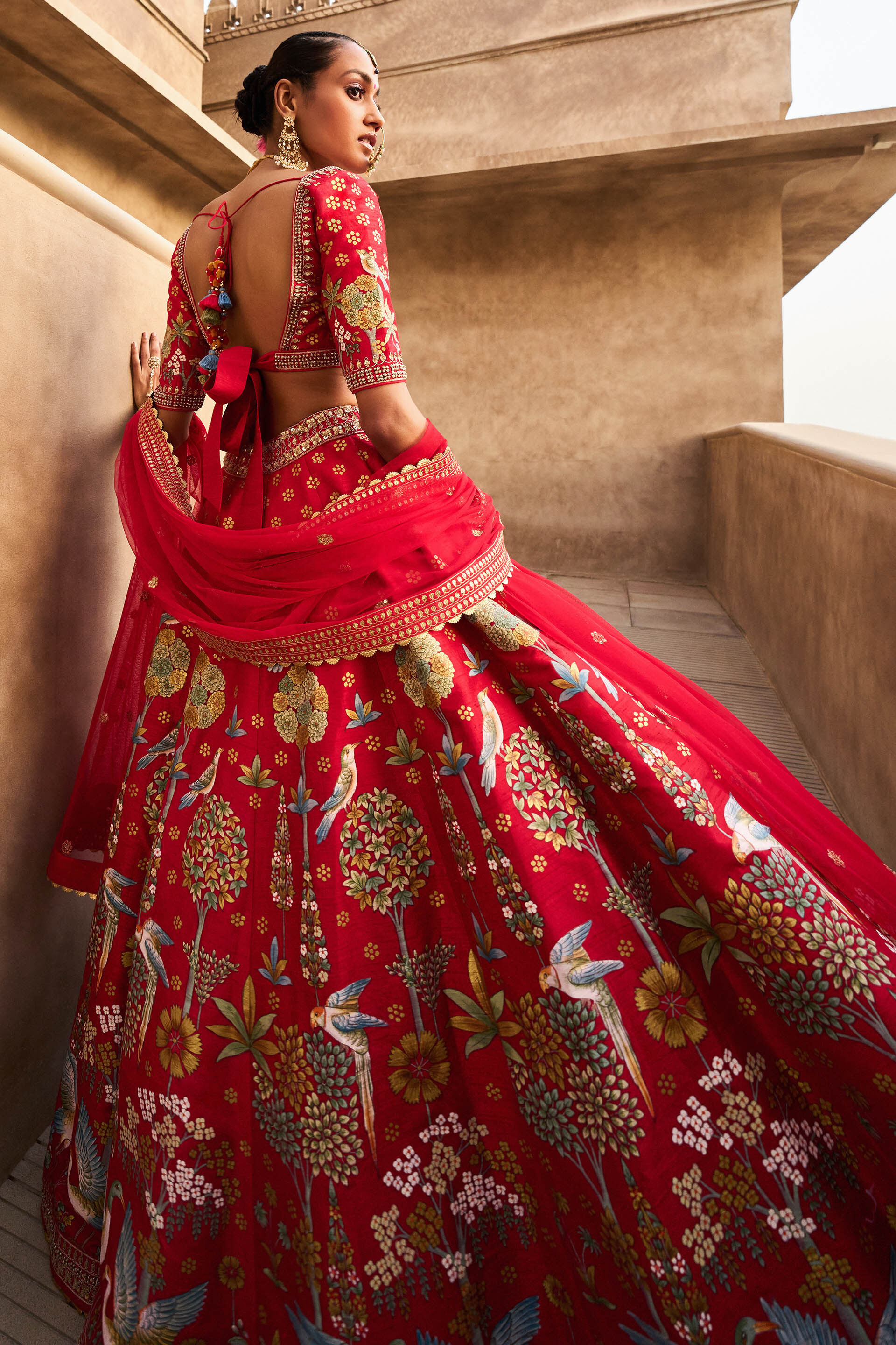 Visvam Lehenga - Red, Red, image 3